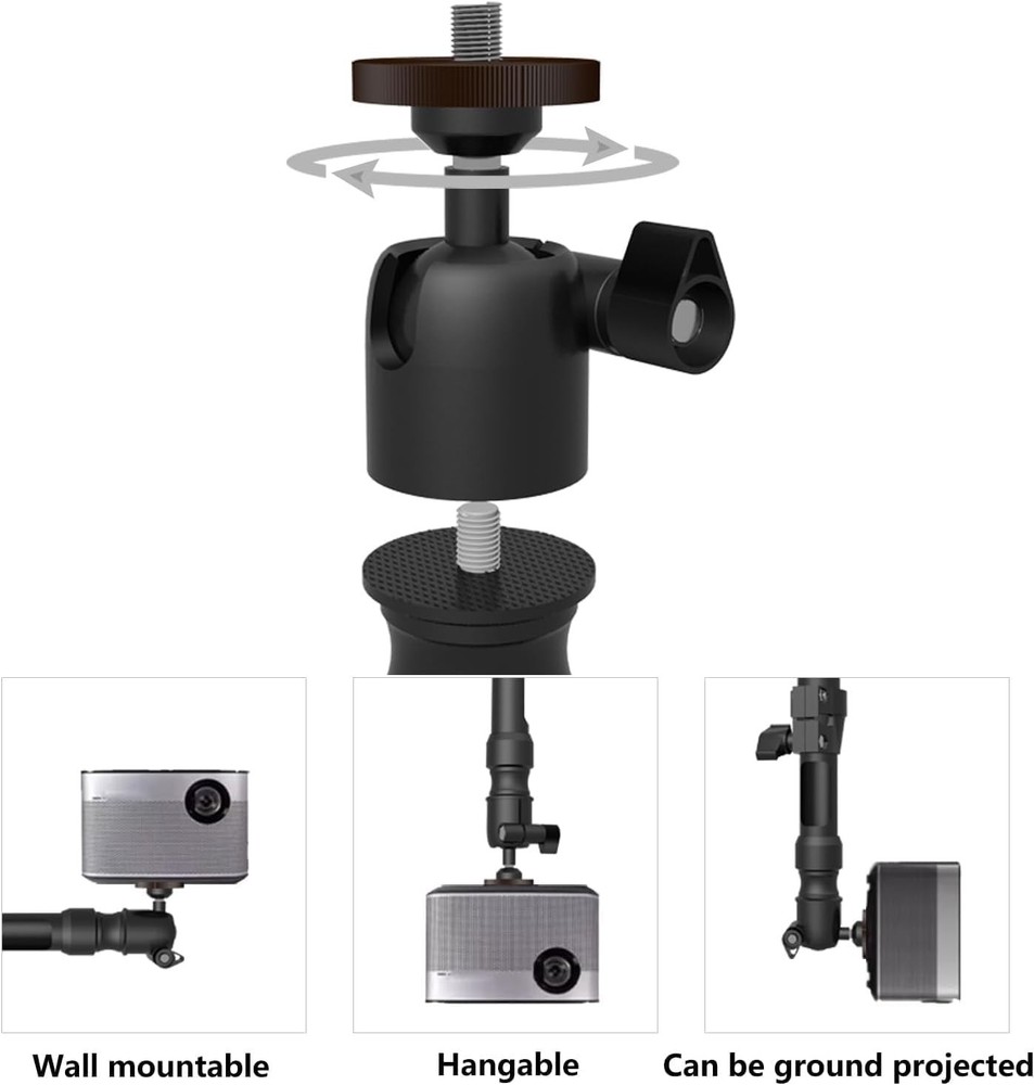 Projector Ceiling Mount, Universal Adjustable Height 14-20 inch, 360° Rotatio...