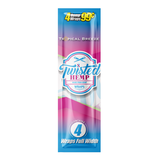 Twisted Hemp 4 Leaf per Pack 15 Count Box 60 Rolling Papers (Tropical Breeze)