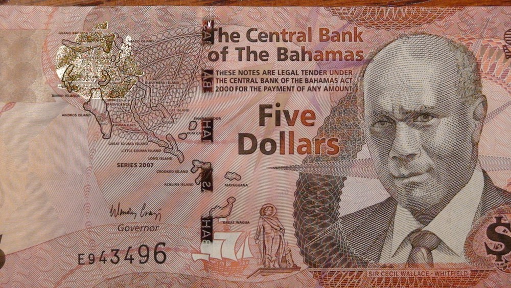 2007 BAHAMAS MONETARY AUTHORITY GEM UNCIRCULATED FIVE DOLLAR NOTE $5 BILL!