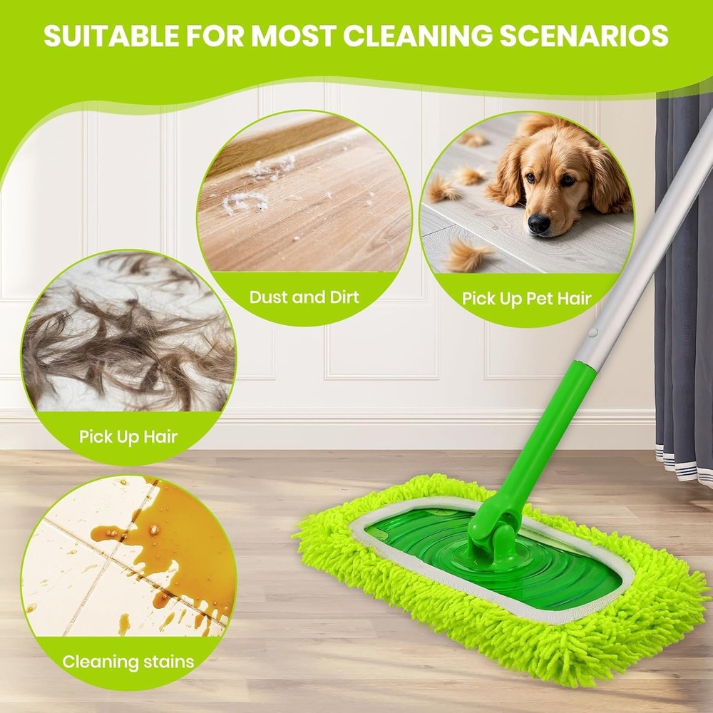 8 Pack Chenille Mop Refill Pads, Reusable Microfiber Mop Pads for 10''–12'' Flat