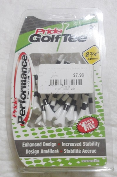 PRIDE PERFORMANCE EVOLUTION STRIPED 2 3/4" 30 COUNT BLACK/WHITE GOLF TEES - NEW