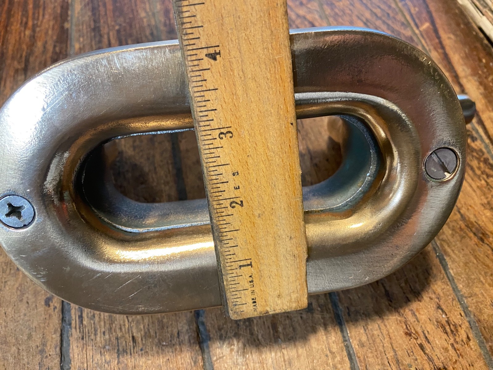 VINTAGE CAST POLISHED BRONZE COMBINATION CLEAT/HAWSE HOLE 12" LONG (2 avail)