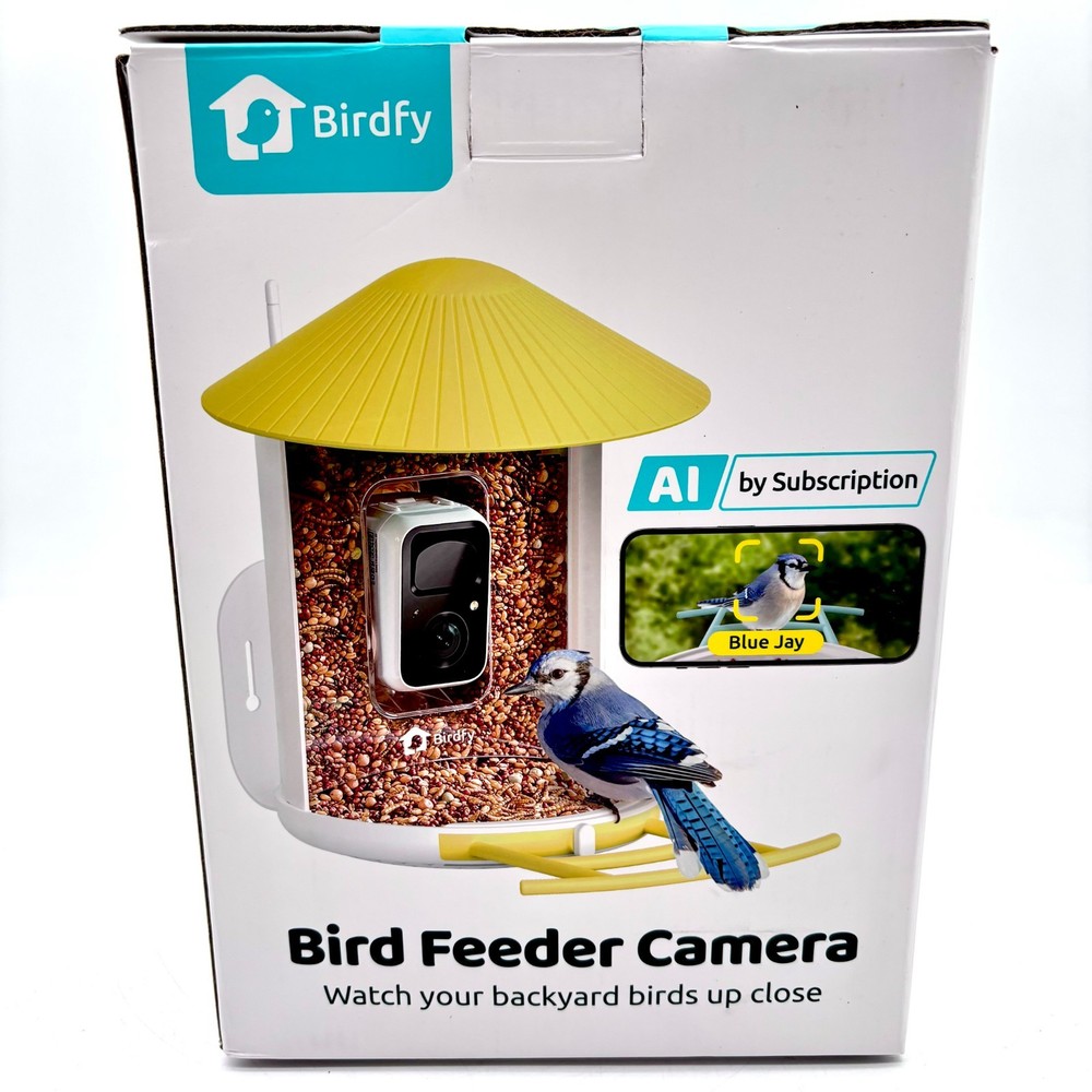 Birdfy Smart 1080p Bird Feeder Camera (missing solar panel) Yellow