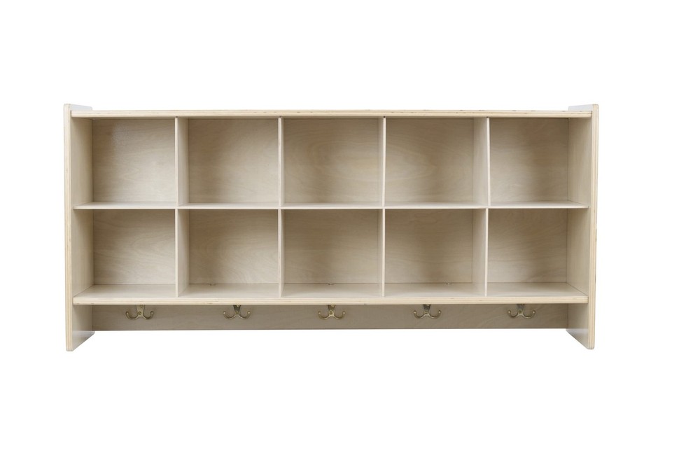 Cubby Storage Organizer Cubes, 10 Cubbies with Coat Hooks, Hanging Wall Cubby...