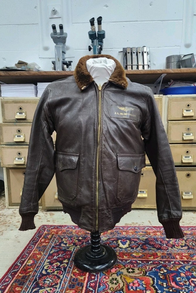 Authentic Original WWII USN AN-J-3A Aviators Jacket - 40R - Monarch Mfg Co
