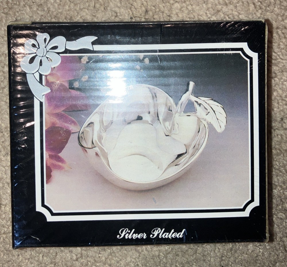 Vtg Silver Plated Apple Shaped Tray/Dish Sealed Fingerhut Gift