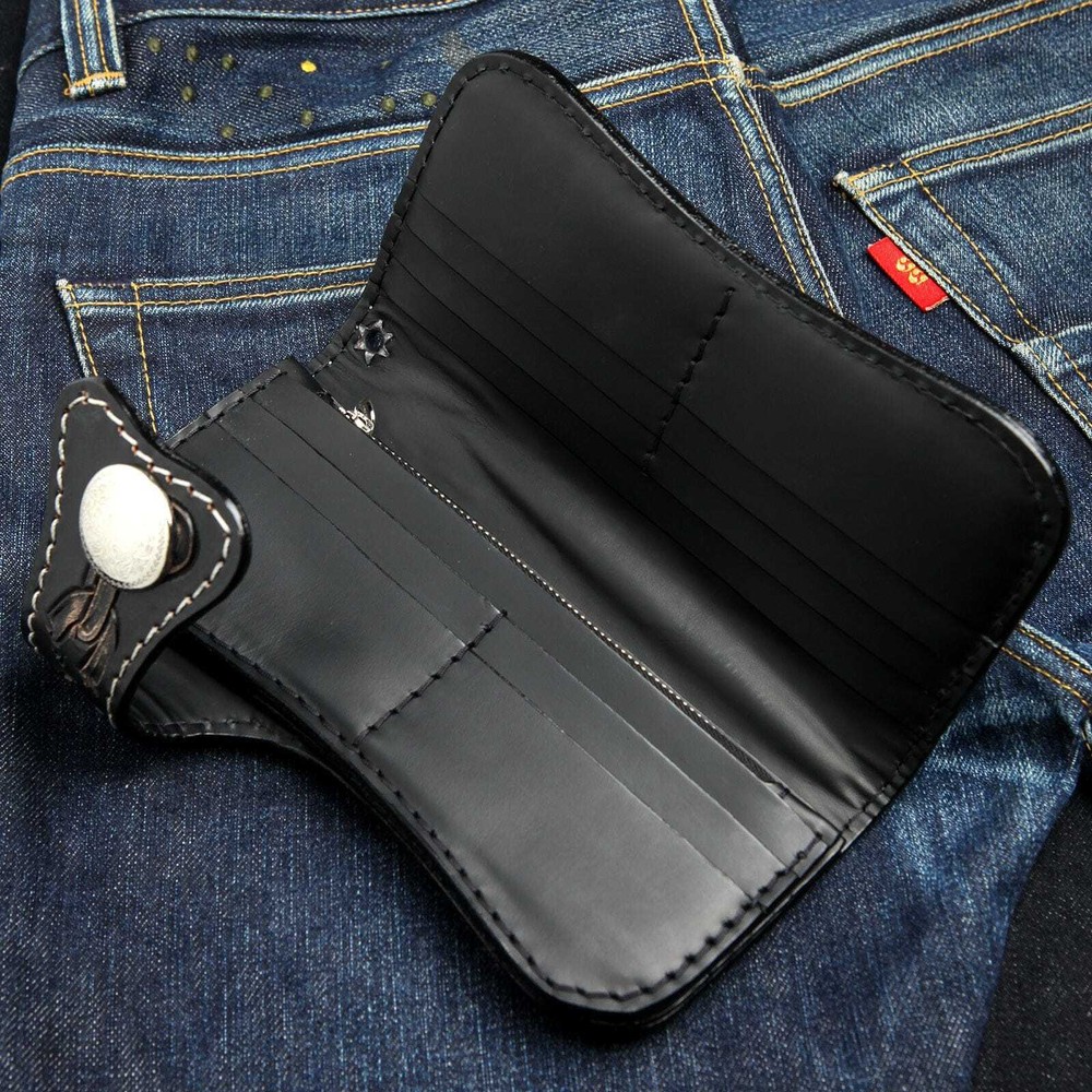 Black Phantom Genuine Leather Chain Wallets