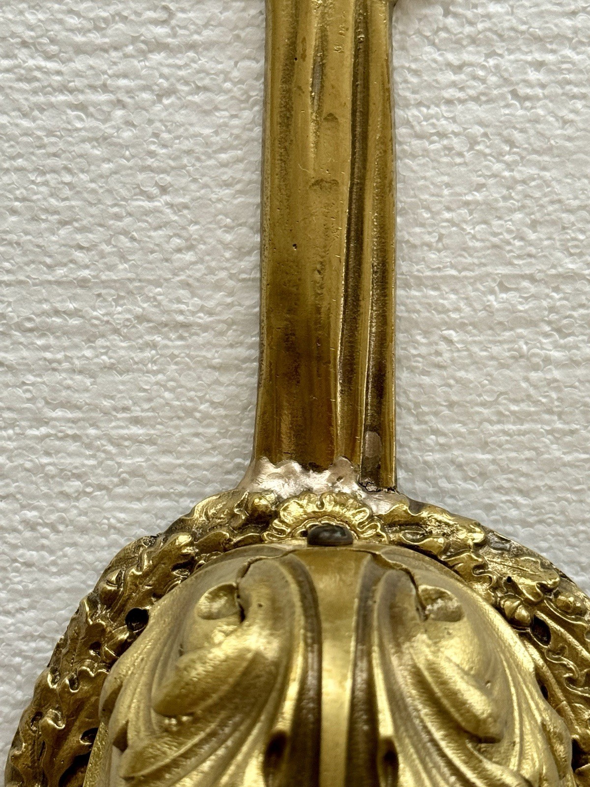 PAIR Antique French Gilt Brass Rope Bow Tassels Wall Sconce 2 Light Candelabras