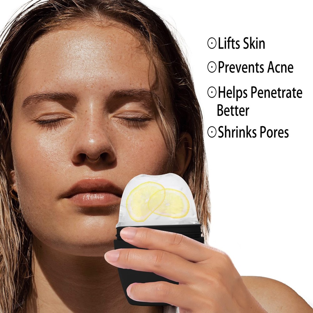 Evmliy 2Pack Ice Face Roller, Silicone Roller for to 2Pack, Black