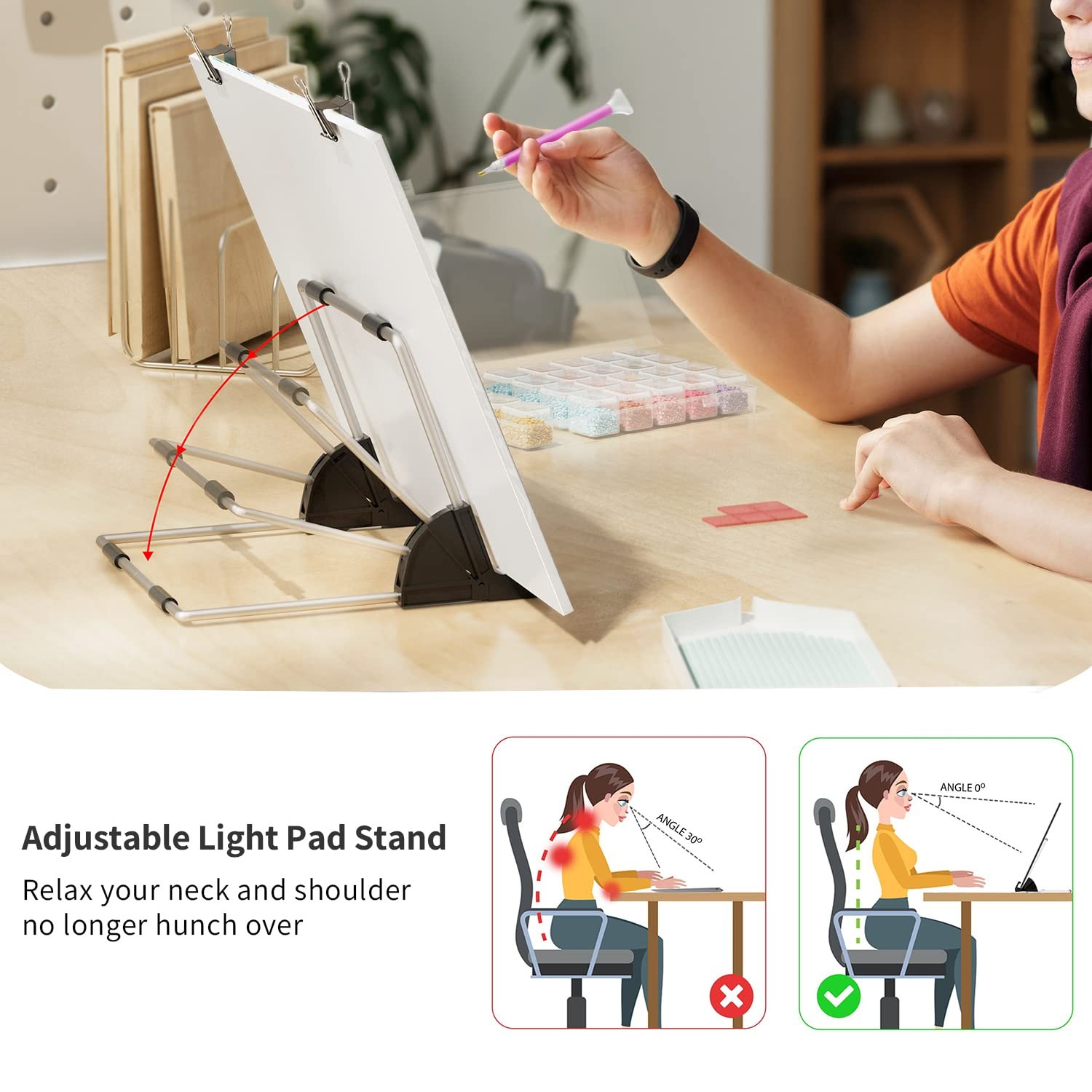 A4 LED Light Pad for Diamond Painting Kits USB Powered Adjustable Brightness