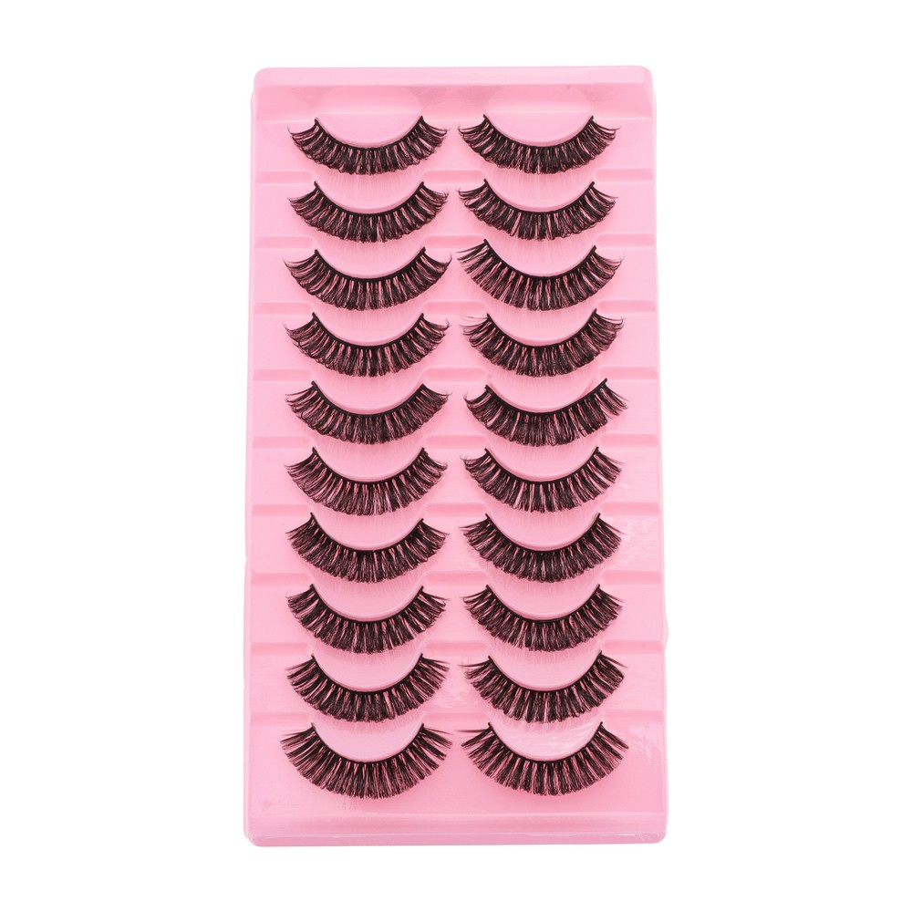 DH06-03 False Eyelashes for Makeup Black 10 Pair