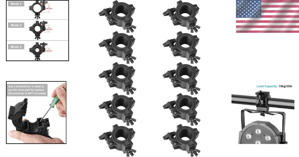 Stage Lighting Clamps for Moving Head Light, 10-Pack
