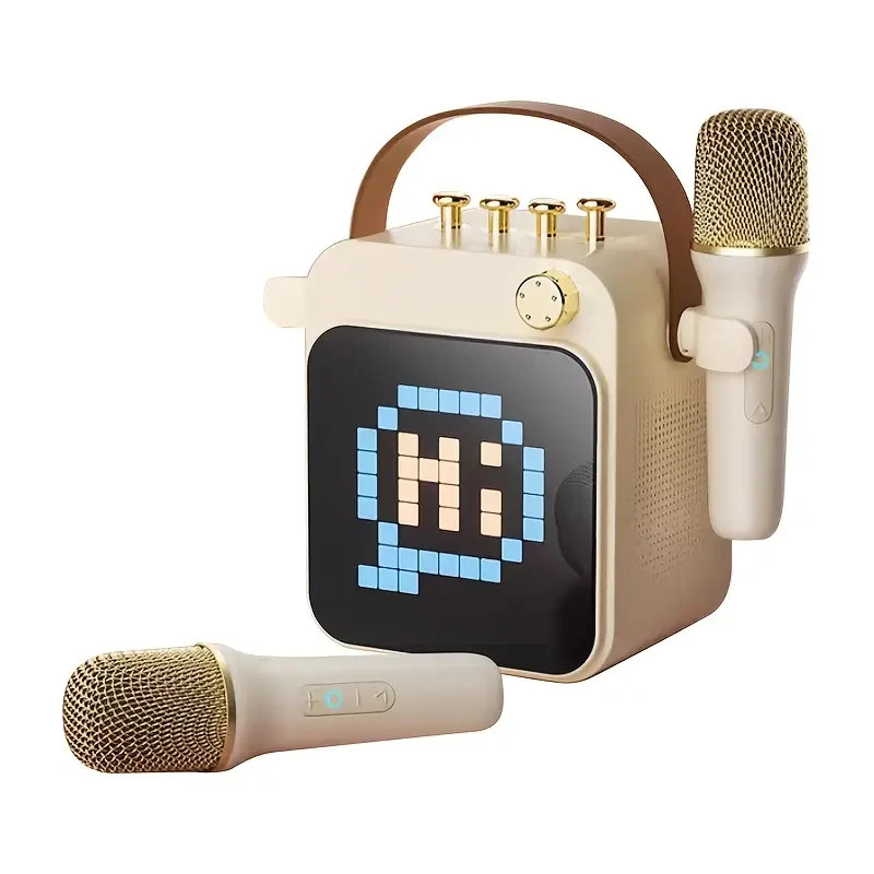 Mini Karaoke Machine with 2 Wireless Microphones & Portable Bluetooth Speaker
