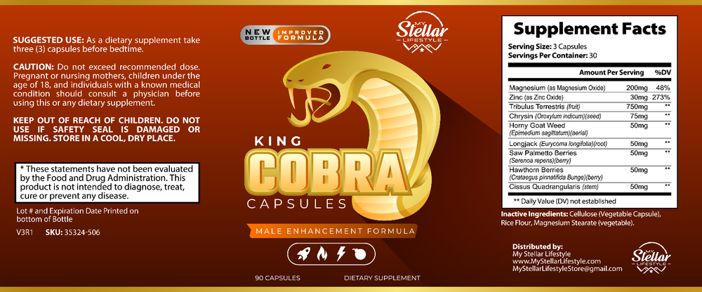 King Cobra Capsules for Men-New Improved Formula-90 Capsules