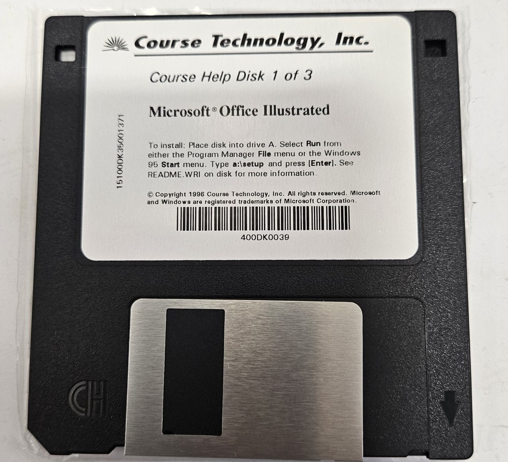 Vintage 3.5 Disk (4) Microsoft Office Illustrated Windows 95 UNTESTED