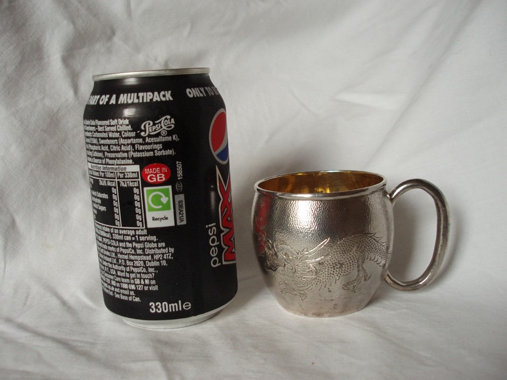 CHINESE EXPORT SILVER MUG STERLING SILVER CIRCA 1920