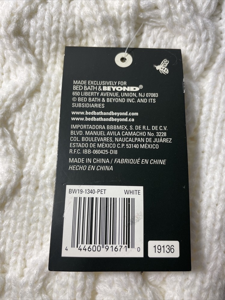 Bee & Willow home Cable Knit Dog Sweater - Large NWT