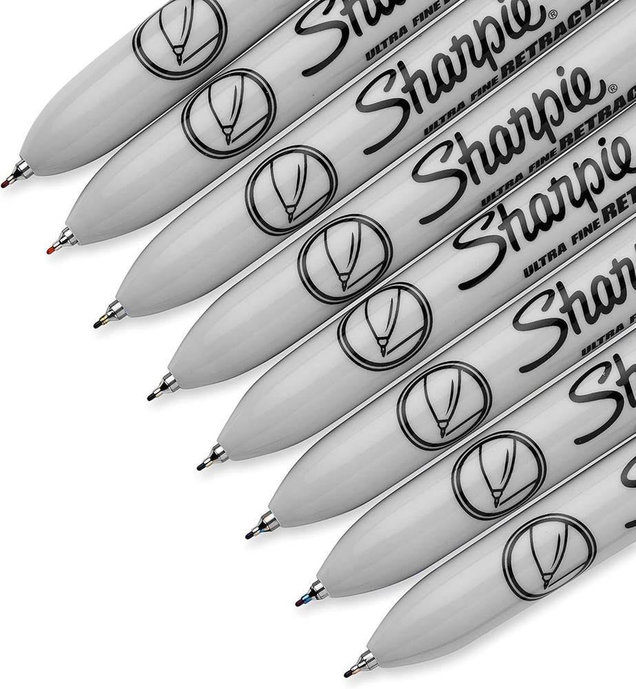 Retractable Permanent Markers, Ultra Fine Point, Assorted Colors, 8 Count