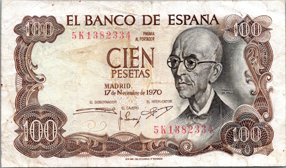 Spain 100 Pesetas 1970 Pick# 152a.3