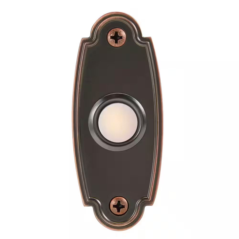 Defiant Wired LED Illuminated Doorbell Push Button Mediterranean Bronze