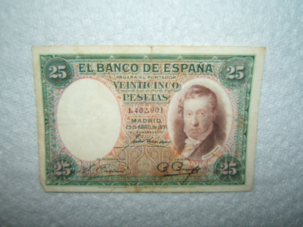 SPAIN 25 PESETAS 1931 BANKNOTE VF