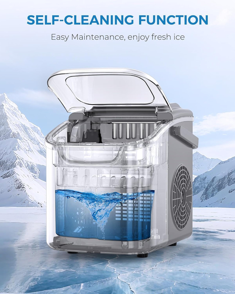 Countertop Ice Maker Portable Ice Machine with Handle,Self-Cleaning Ice Makers,