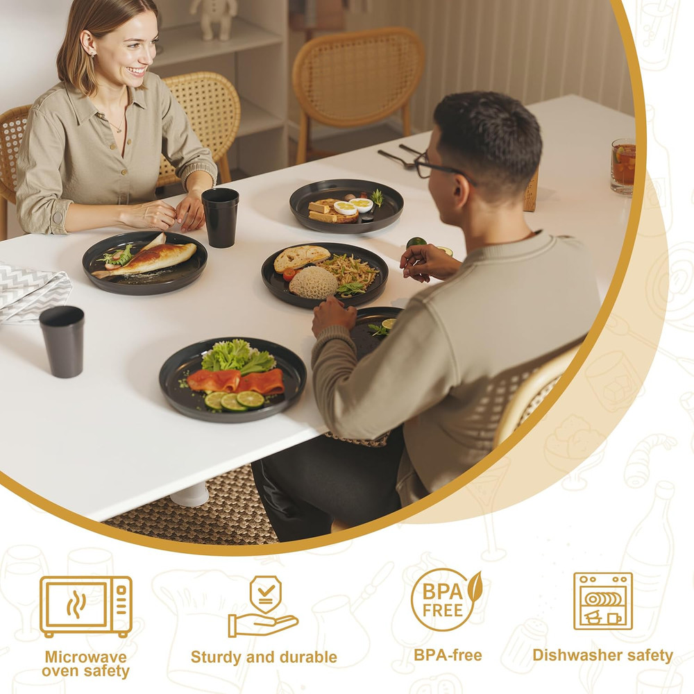 40 Piece Apartment Essentials Dinnerware Set, Stackable Space-Saving Plates & La