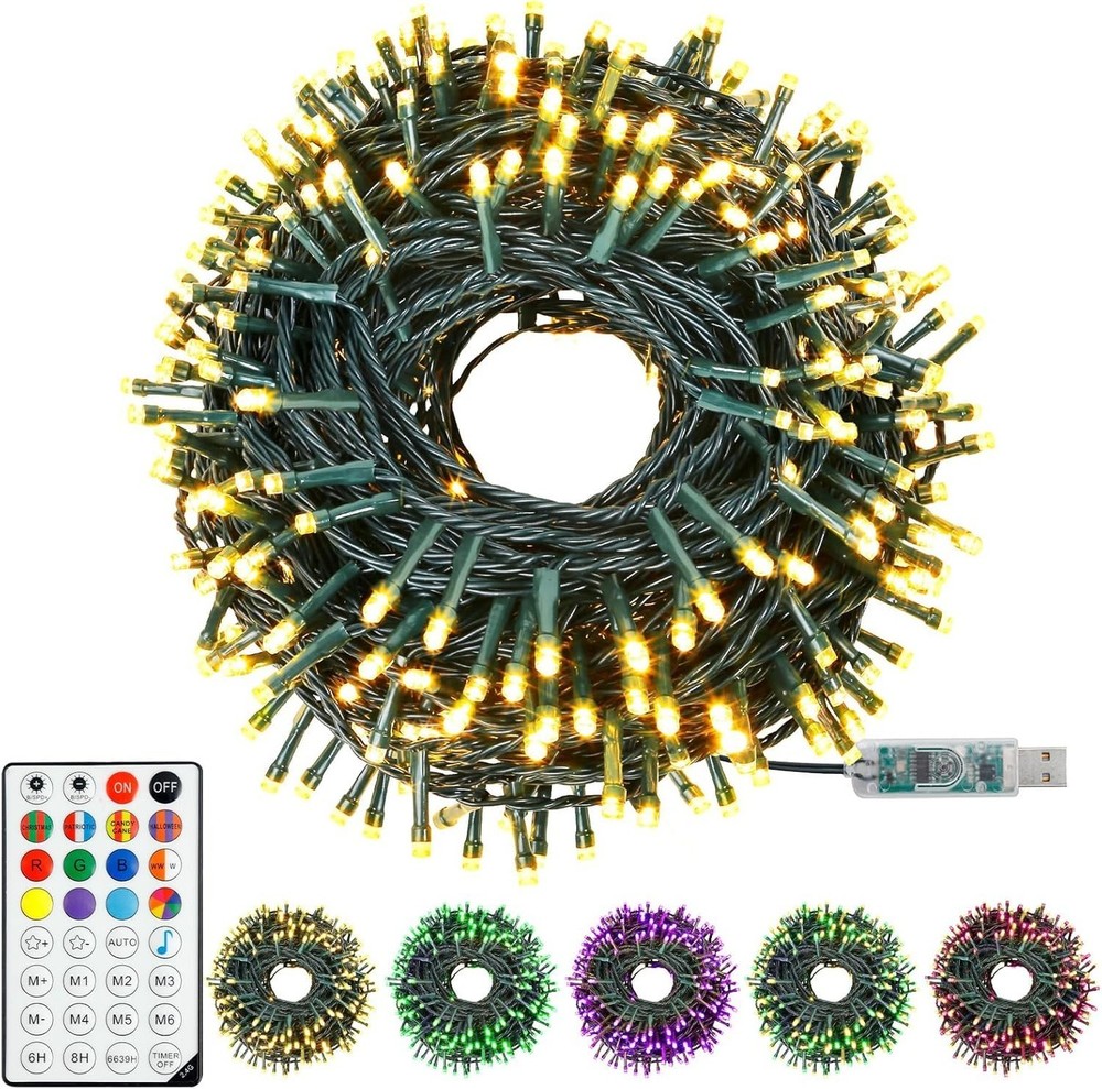 Christmas String Lights 150 LED, APP adjusts brightness change speed, with re...