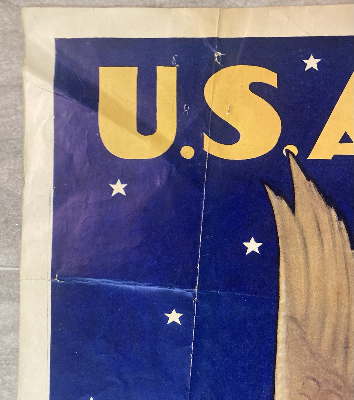 ORIGINAL WW2 UNITED STATES ARMY POSTER AT HOME ABROAD TOM WOODBURN 38”x28 #1