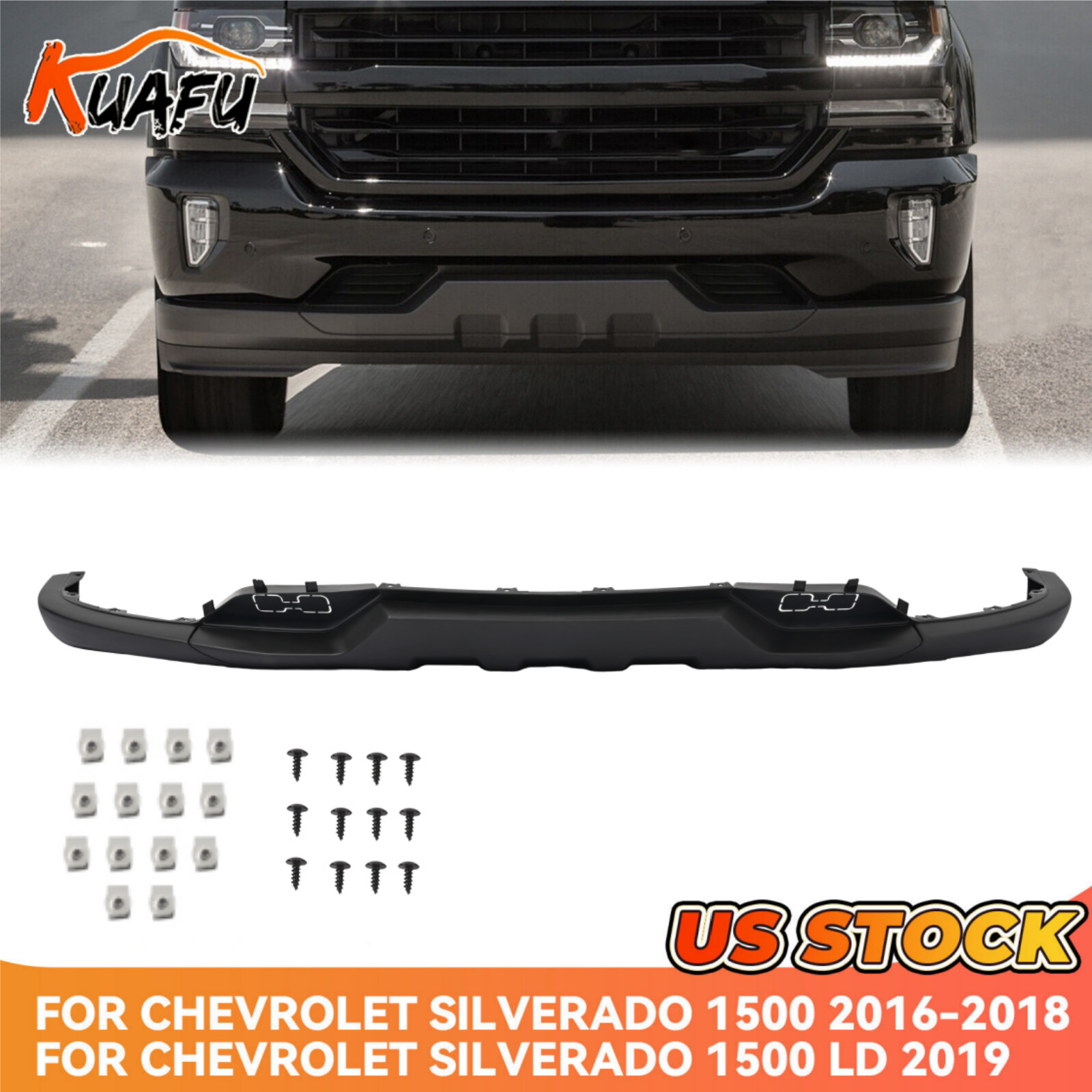 Front Bumper Valance For Chevrolet Silverado 1500 2016-2018 W/Tow Hook Holes