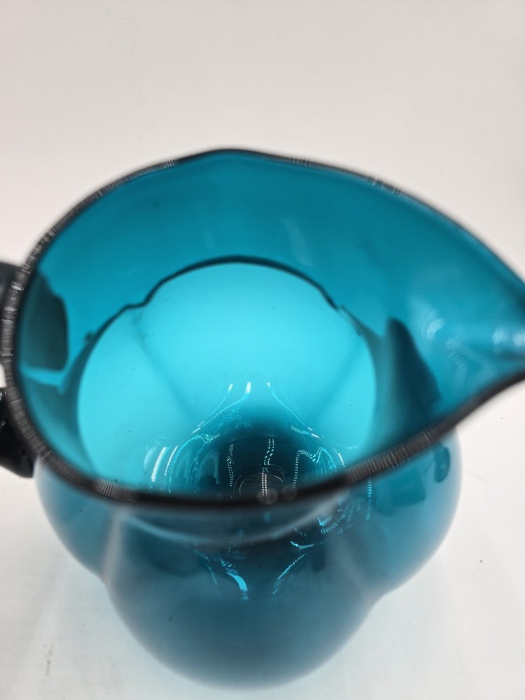 Hand Blown Small Blue Glass Pitcher
