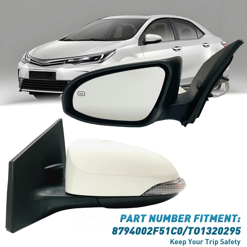 Left Driver Side Mirror Compatible With Toyota Corolla L-Driver Side, White