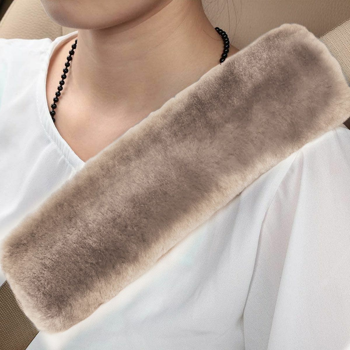 4Pcs Comfortable Faux Sheepskin Car Auto Seat Belt Shoulder Pads Cover Cushions