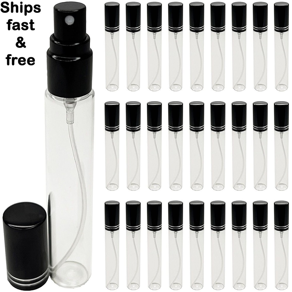 15ml 0.5oz empty perfume glass spray bottles black atomizer line cap