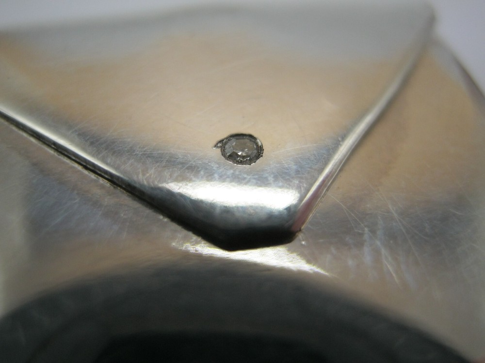 Hallmarked Sterling Silver Real Diamond Set Envelope Stamp Case Box Holder