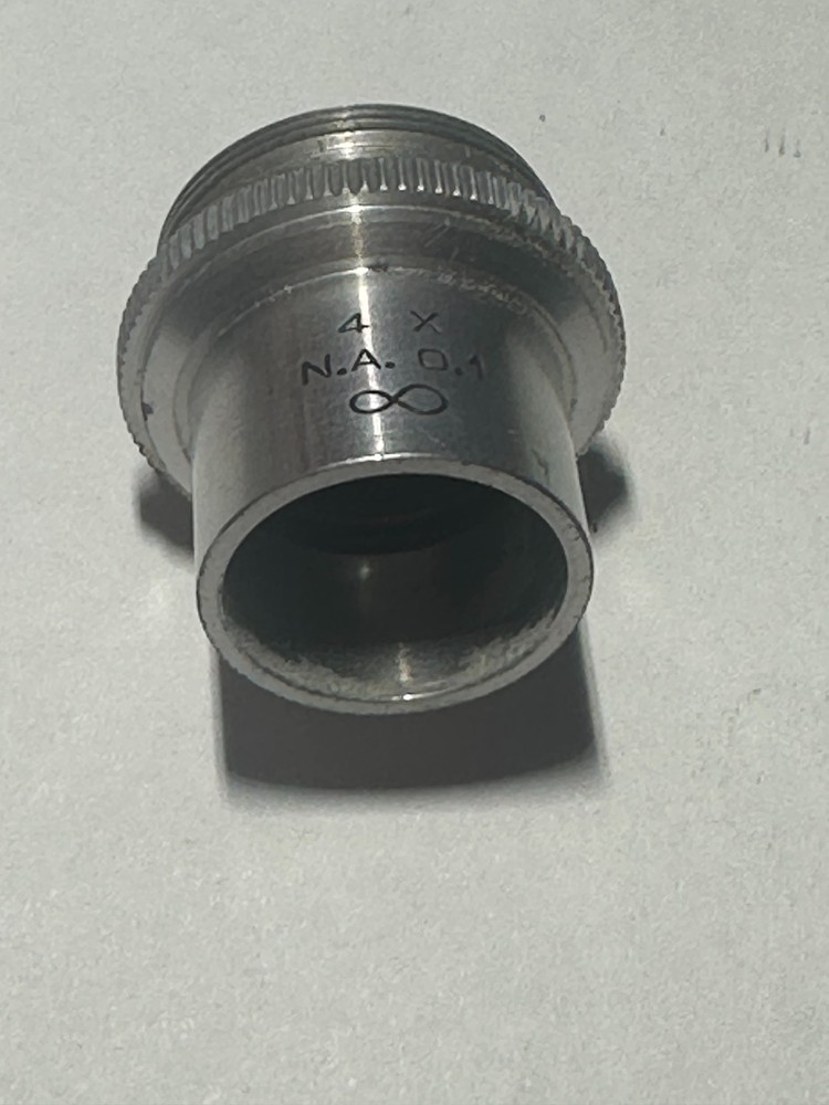 American Optical / Spence 4X N.A. 0.1 Microscope Objective, Used