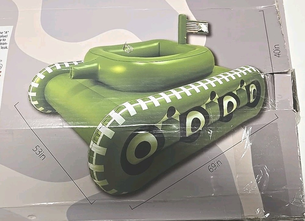 The Inflatable Pool Float Inflatable Military Tank Floatie 53"×69"