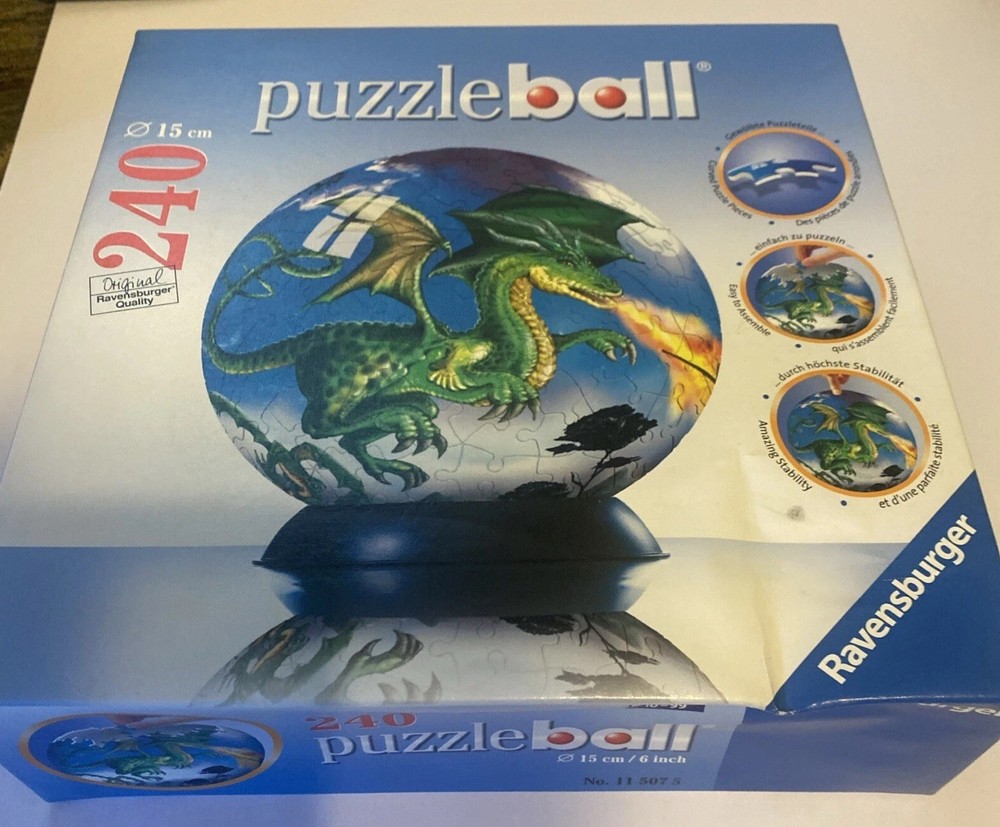 Ravensburger Puzzle Ball 240 Dragon Complete Unopened Box Slightly Dented