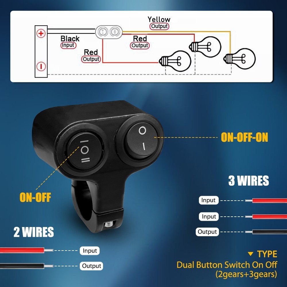 7/8" Motorcycle Dual Button On Off Switch Handlebar Headlight Fog Spot Light