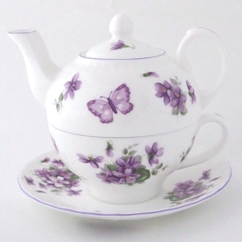 English Violet Tea for One Set