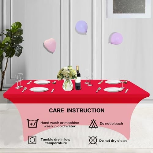 6FT Table Cloth for Rectangular Fitted Events 72" x 30" (Rectangular) Red