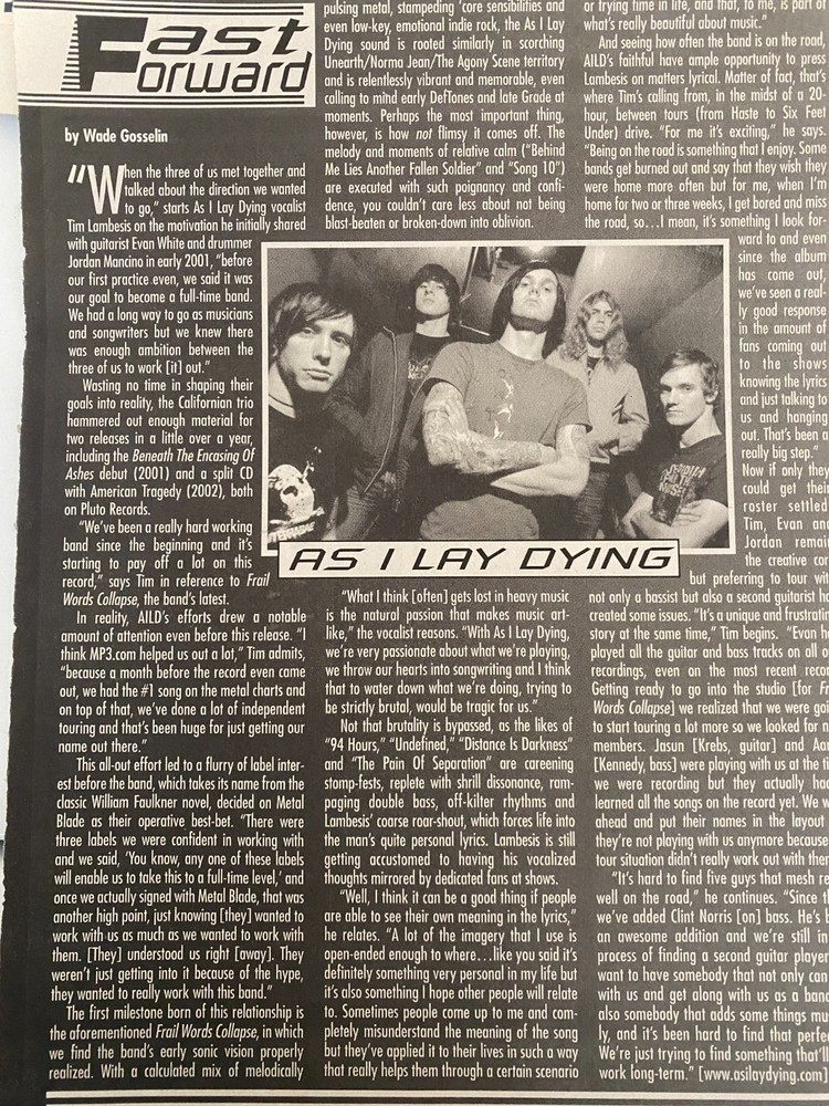 As I Lay Dying, Full Page Vintage Clipping