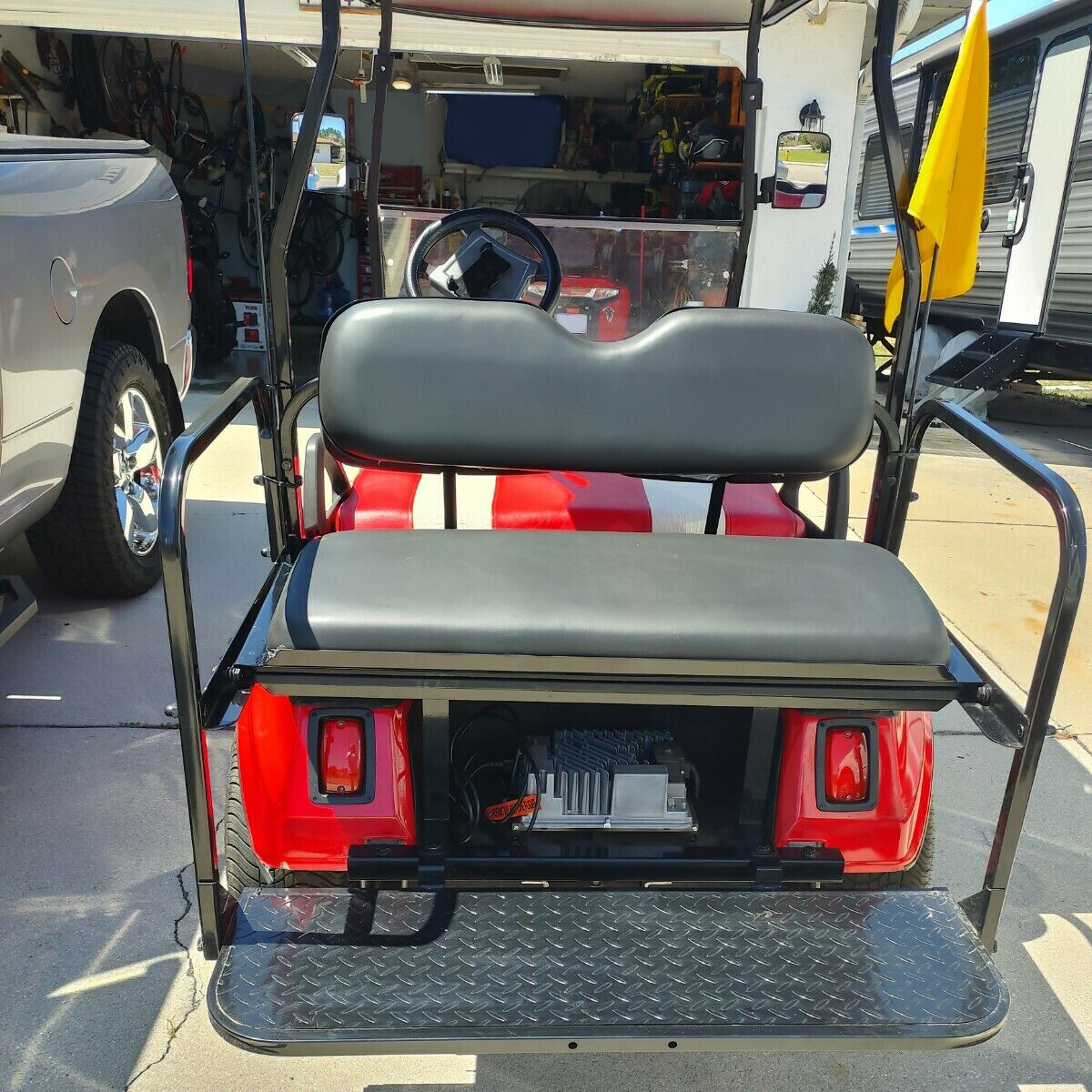 Fits Club Car DS Golf Cart 2000-2013 Black Flip Folding Rear Back Seat Kit