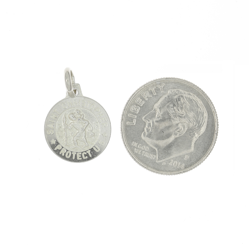 Sterling Silver Saint Christopher Medallion Charm Pendant