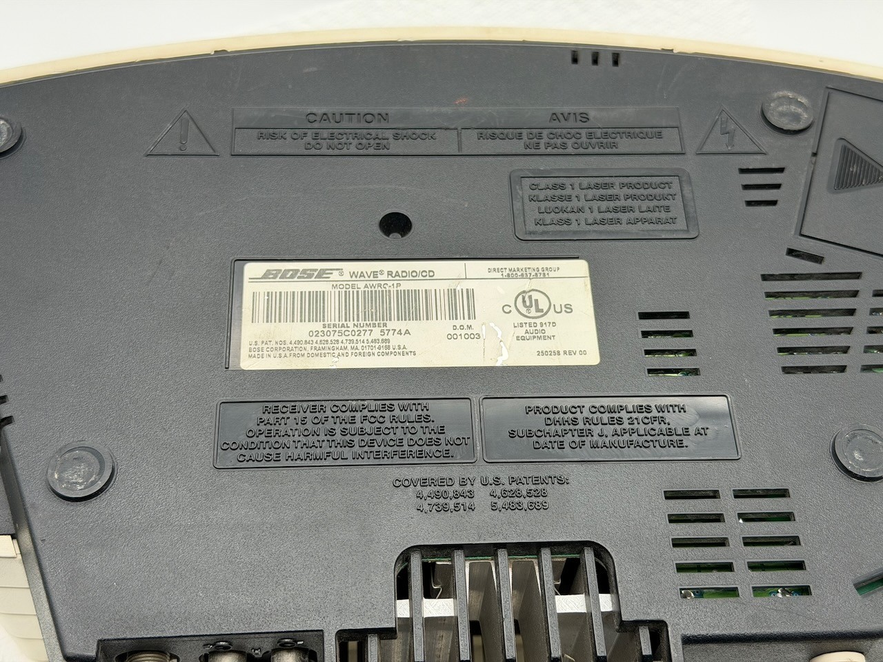 Bose Wave Radio AWRC-1P Ivory Stereo No Remote, CD Player No Work- Sounds Great!