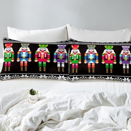 Nutcracker Bed Sheets Set Size, Retro Xmas Sheet Set for Kids King Multi 14