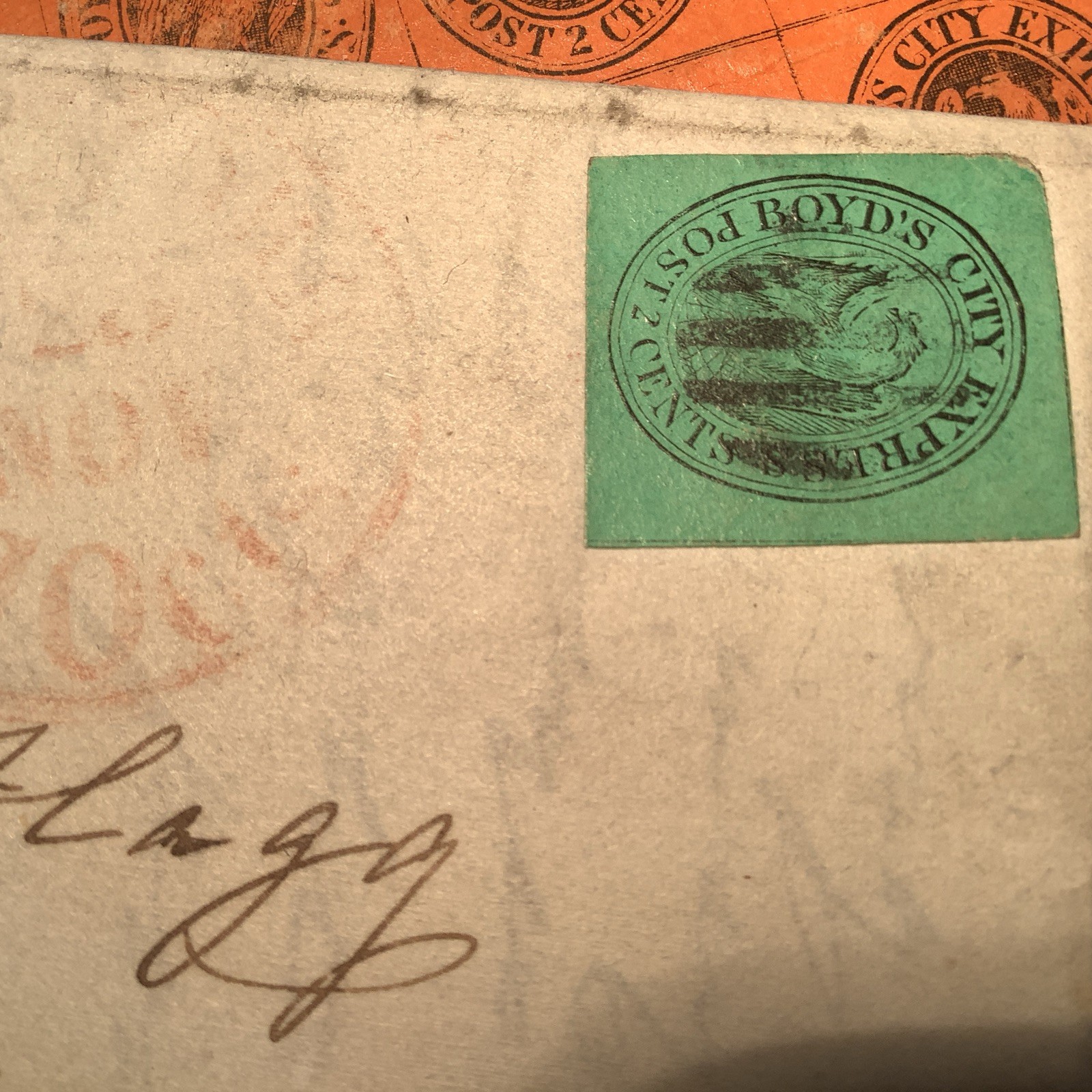 US Local Post Cover Scott #20L4 Boyd's City Express Post. 1845 + Letter Inside