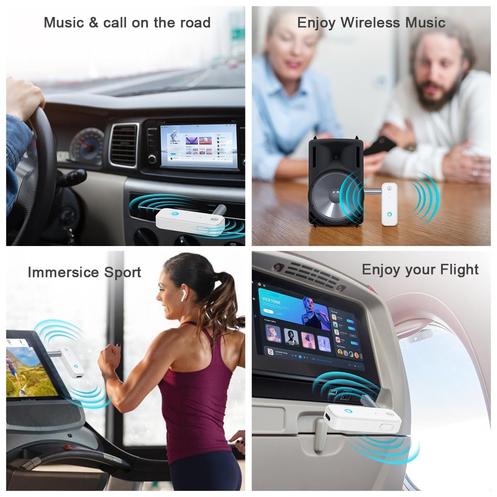 Bluetooth Aux Adapter for Car, 2 in 1 Bluetooth Transmitter Receiver for Hand...