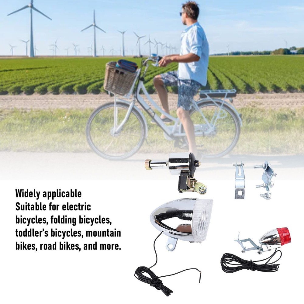 Durable Bicycle Generator Headlight&Tail Light Kit Easy Installation Safety Set