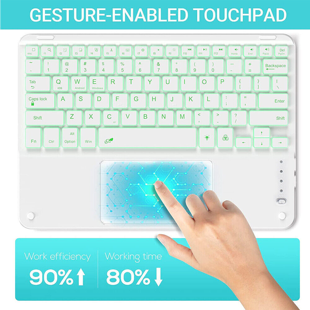 Rechargeable Backlit Bluetooth Touchpad Keyboard Mouse For Android IOS Tablet PC